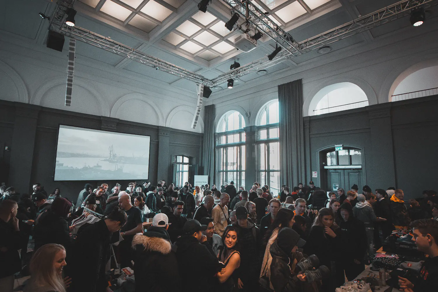 Business people networking and talking at a local business event.