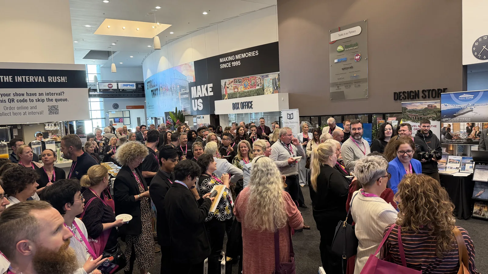 A packed foyer of business owners at the Frankston Arts Centre during the Frankston Business Festival 2026.
