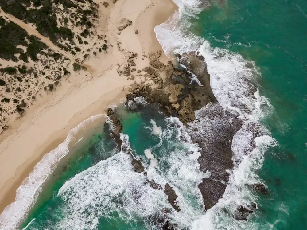 Aerial view of the Mornington Peninsula, inland wine country